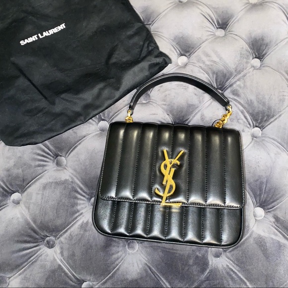 SOLD New Yves Saint Laurent Black Medium Vicky Bag Gold Hardware - Picture 3 of 10
